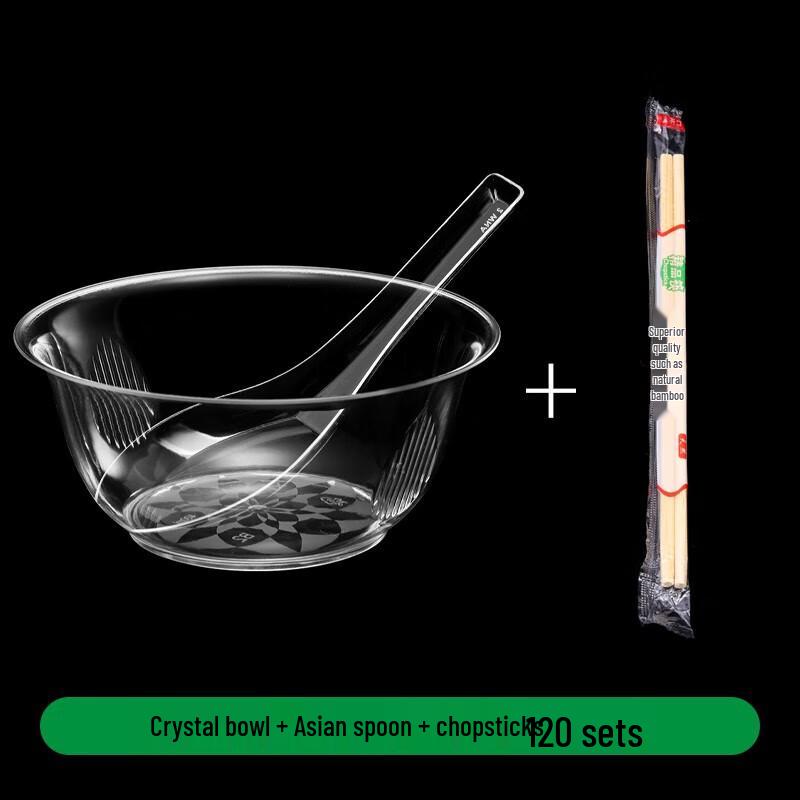 Einweg Plastik Kristallschalen und Essstäbchen Set
