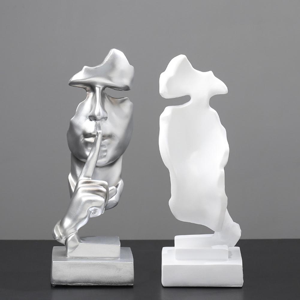 Silent Abstract Sculpture Ornaments Silence Is Gold Resin Statue Creative Home Decoration Accessories