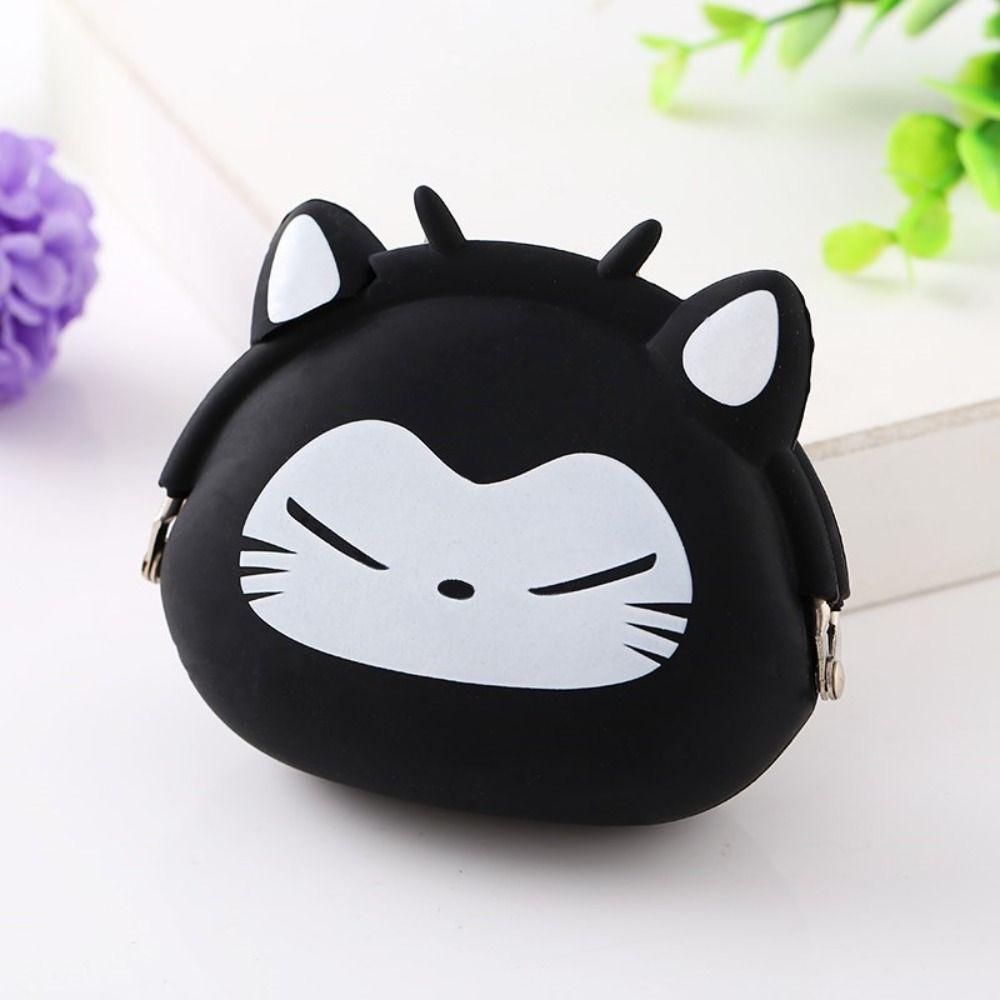 Solid Color Small Animal Wallet Mini Data Cable Storage Bag Cute Cartoon Silicone Coin Purse Gift