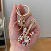 Creative Diamond Guitar Car Keychain Metal Musical Instrument Model Bag Keychain Pendant