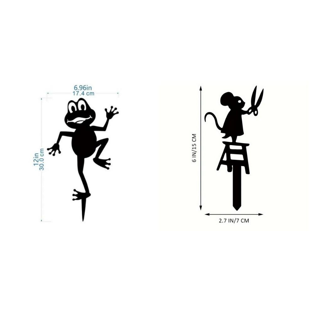 

2 шт. Праздничные металлические лягушки и металлические мыши для украшения садовых колышков - - Уличное рождественское садовое искусство - Батарейки не требуются TY6905