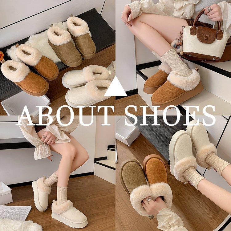 [Cowhide Edition] Seoul Falling Snow~ Fleece Sheepskin and Fur Integrated Thick Bottom Low Top Fluffy Snow Boots Women's Winter