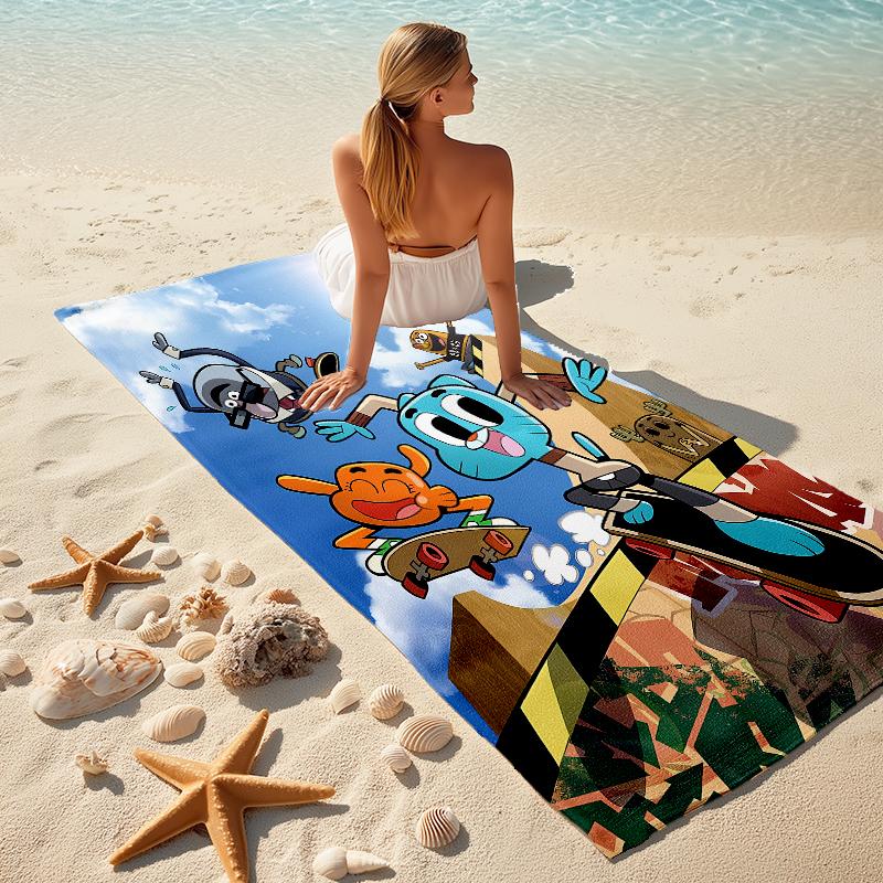 1Pc Bunny Friends Adventure Beach Towel Microfiber Beach Towel Thin Absorbent For Beach Swimming Yoga Bath Sports 0917291