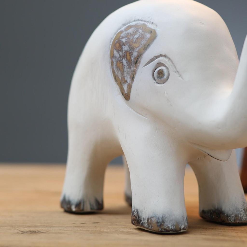 Distressed Resin Elephant Figurine Rustic Sculpture Sculpted Statue