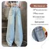 Girls' Trendy Spring 2025 Loose Wide-Leg Jeans - Casual, Straight-Leg Style for Middle and Big Kids