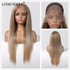 LOUIS FERRE 13x6 Lace Wig Long Straight Light Blonde Wigs with Dark Root for Women Daily Party Cosplay Wedding High Density