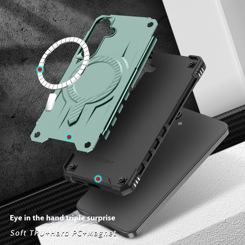 For Samsung Galaxy S25+/S24+ Case Compatible with MagSafe Four Corner Airbags PC+TPU Phone Cover