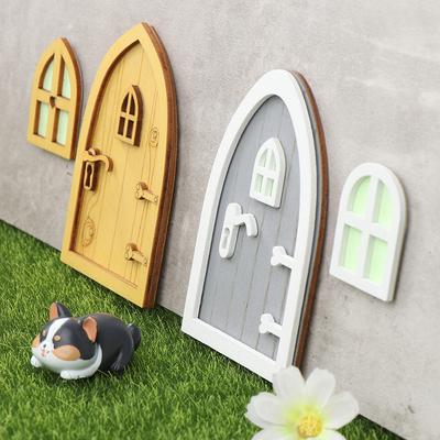1 Takım Dollhouse Minyatür Floresan Peri Elf Kapı Pencere Modeli Ev Dekor Oyuncak