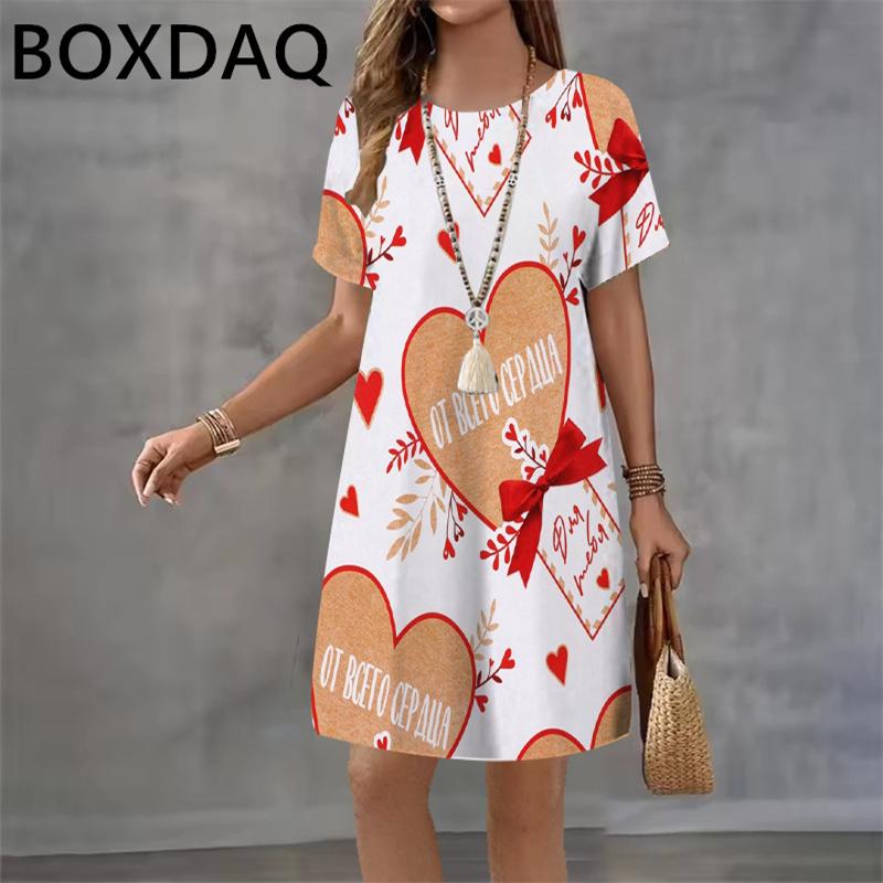 

Love Printed Dress Fashion Women s Loose Casual Dresses 8XL