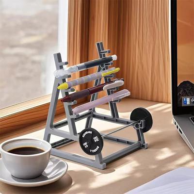 Barbell Rack Pen Holder Small Squat Rack Pen Organizer with Barbell Mini Squat Rack Desk Ornament for Office Decor
