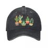 Playful Desert Plant Parade Illustra  New Vintage Washed Cotton Baseball Cap Sun Hats