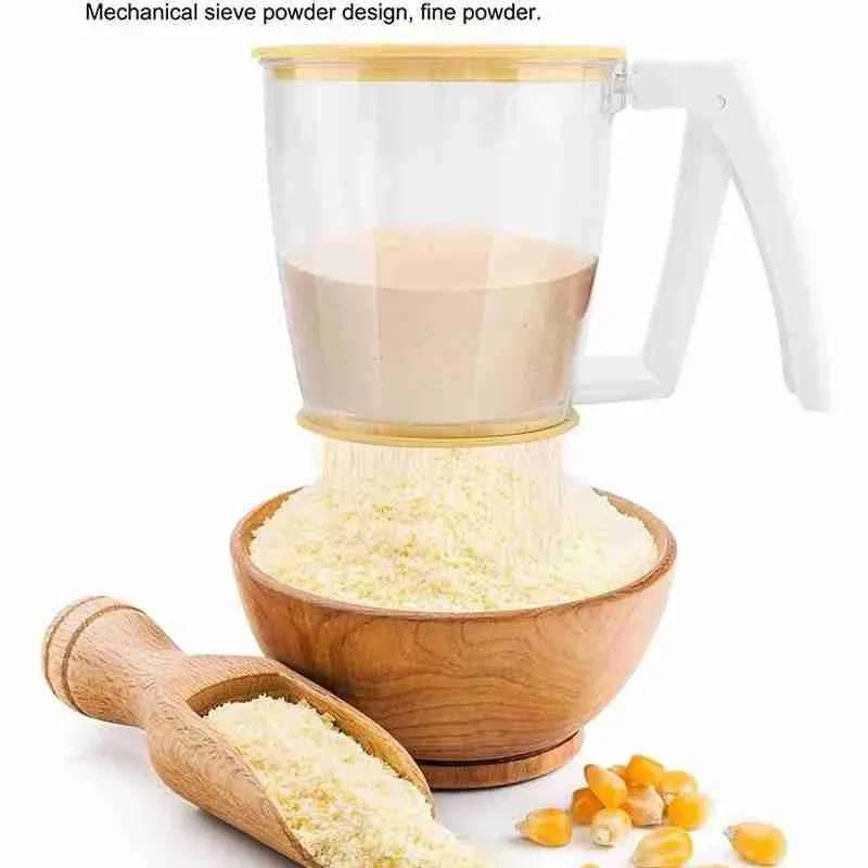 Creative Cup Flour Sifter Strainer Plastic Fine Sugar Powder Flour Sieve Filter With Lid Kitchen Baking Pastry Kitchen Tools