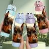 1PC Serious Doberman Dog 750ml Color Plastic Sports Water Bottle Leakproof Flip Straw Lid Suitable for Sports Office Home Use