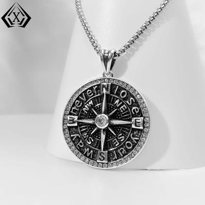 TK Gothic Punk Kompass Anhänger Halskette: Nischen-Design im dunklen Hip-Hop-Stil