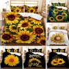 Sunflower Duvet Cover Set Yellow Flower Bedding Set Sunflower Botanical Floral Garden Bloom Print On Black Polyester Quilt Cover