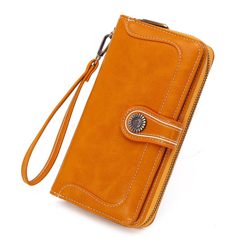 FuninCrea Portefeuille Femme Grand Cuir PU - Porte Feuille Long Avec Fenêtres ID Et Pochette Zippée