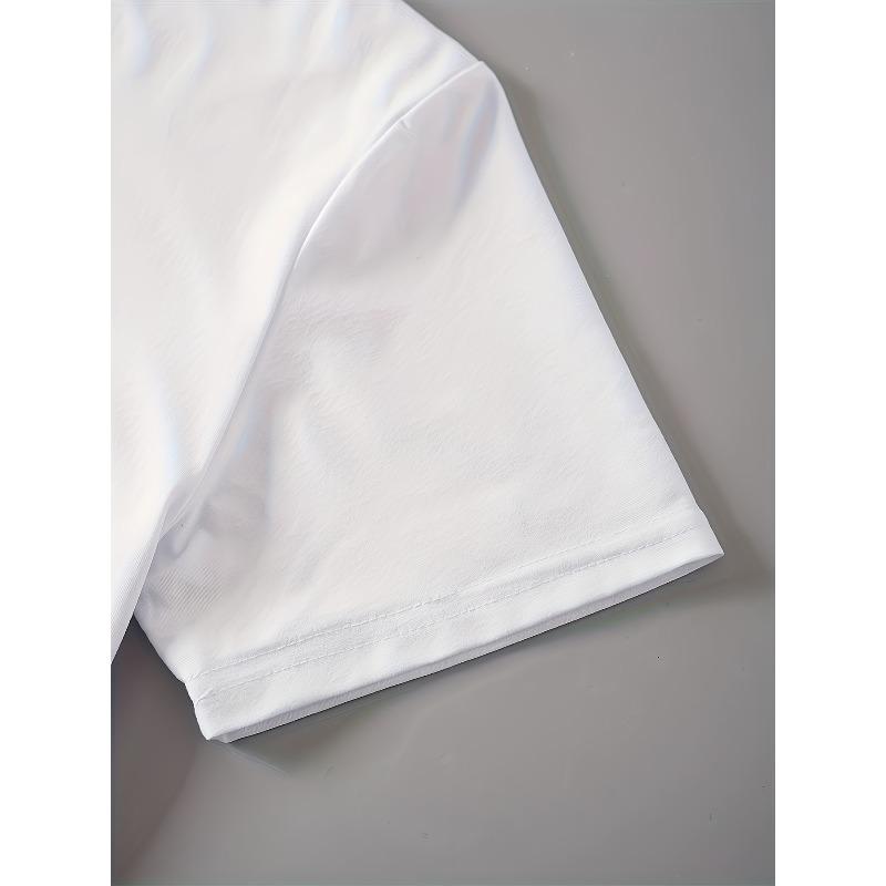 European Size [Letter Slogan T-Shirt] Letter Slogan Graphic T-Shirt - Casual Round Neck Short Sleeve, Machine Washable