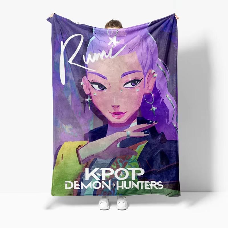 

Huntrix Demon Hunter Anime Blanket Kpop Theme Warm Flannel For Bed Sofa Nap Throws Perfect Birthday Gift 30x40in