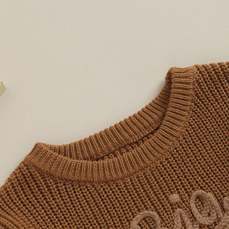 Boy Cute Sweater Children Baby Letter Embroidery Knitted Tops Kids Autumn Winter Pullover Sweaters Clothes