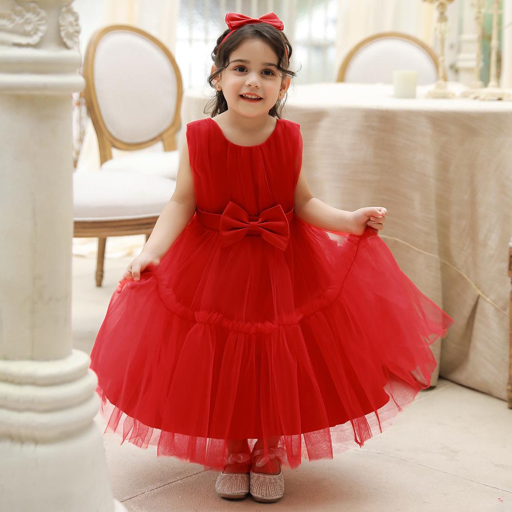 New Cross-Border Princess Mesh Evening Dress for Girls - Puffy Flower Girl Costume for Birthdays and Performances