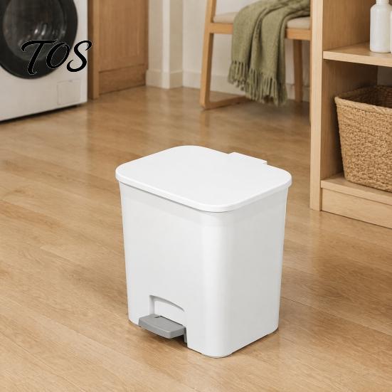 Plastic Wastebasket with Lid Slim Trash Can, Pedal Step Design, Touchless Odor Proof Wastebasket, Narrow for Small Spaces Garbage Bin Waste