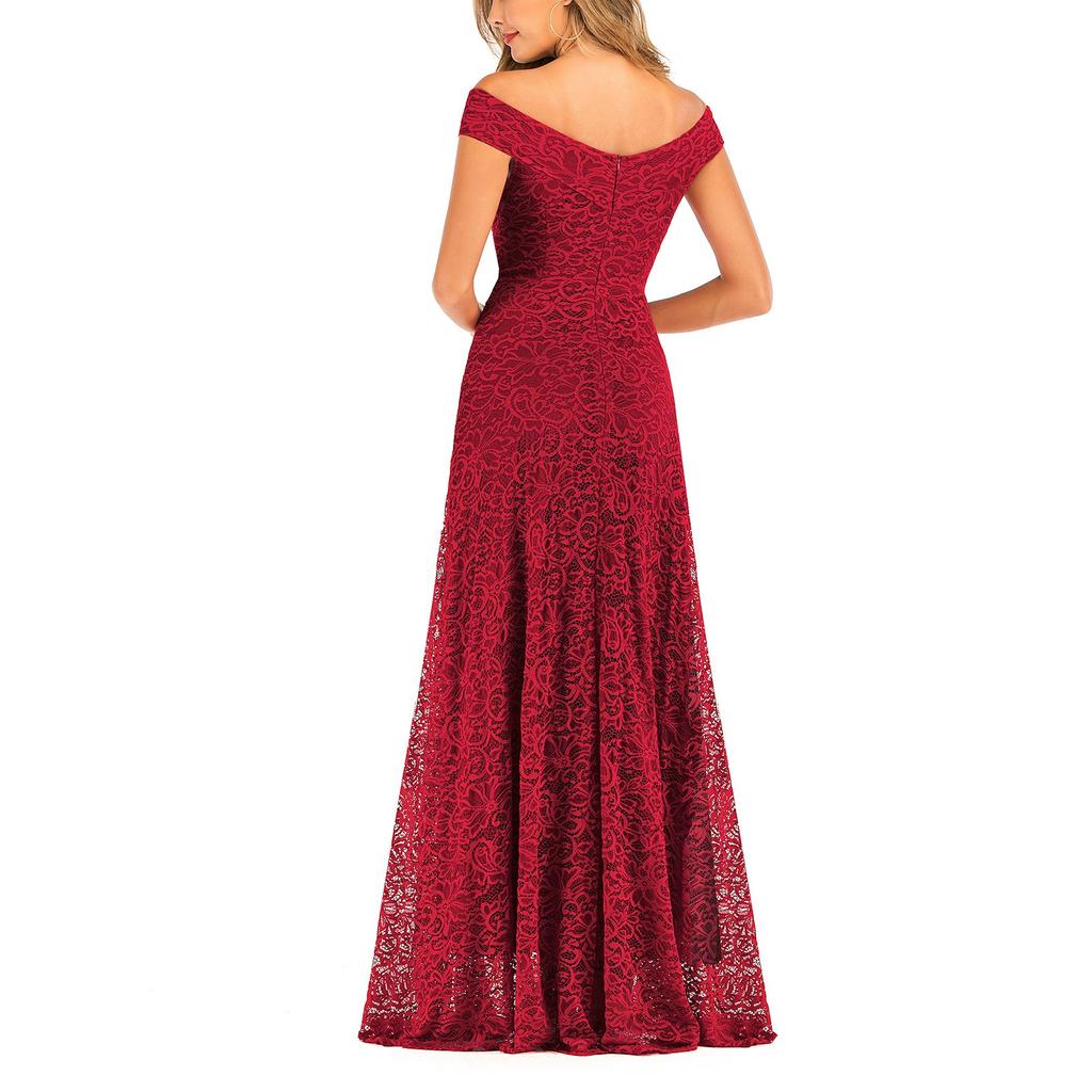 Modisches Damenkleid im Retro-Stil mit breiter Taille und genähter Spitze im Burst-Stil aus der Kollektion mit einfarbiger Taille und großem Saum