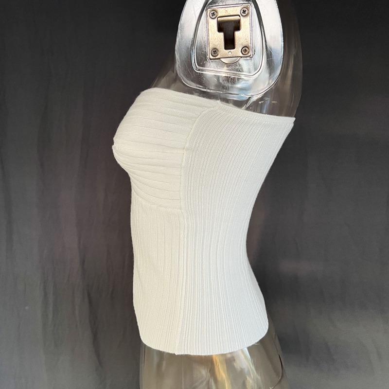 Knit Sexy Backless Tube Top For Women Summer Slim Fashion Ribbed Cropped Top Hot Girls Beach Sexy Off Shoulder Knitted Bustier Ladies Corset Tops