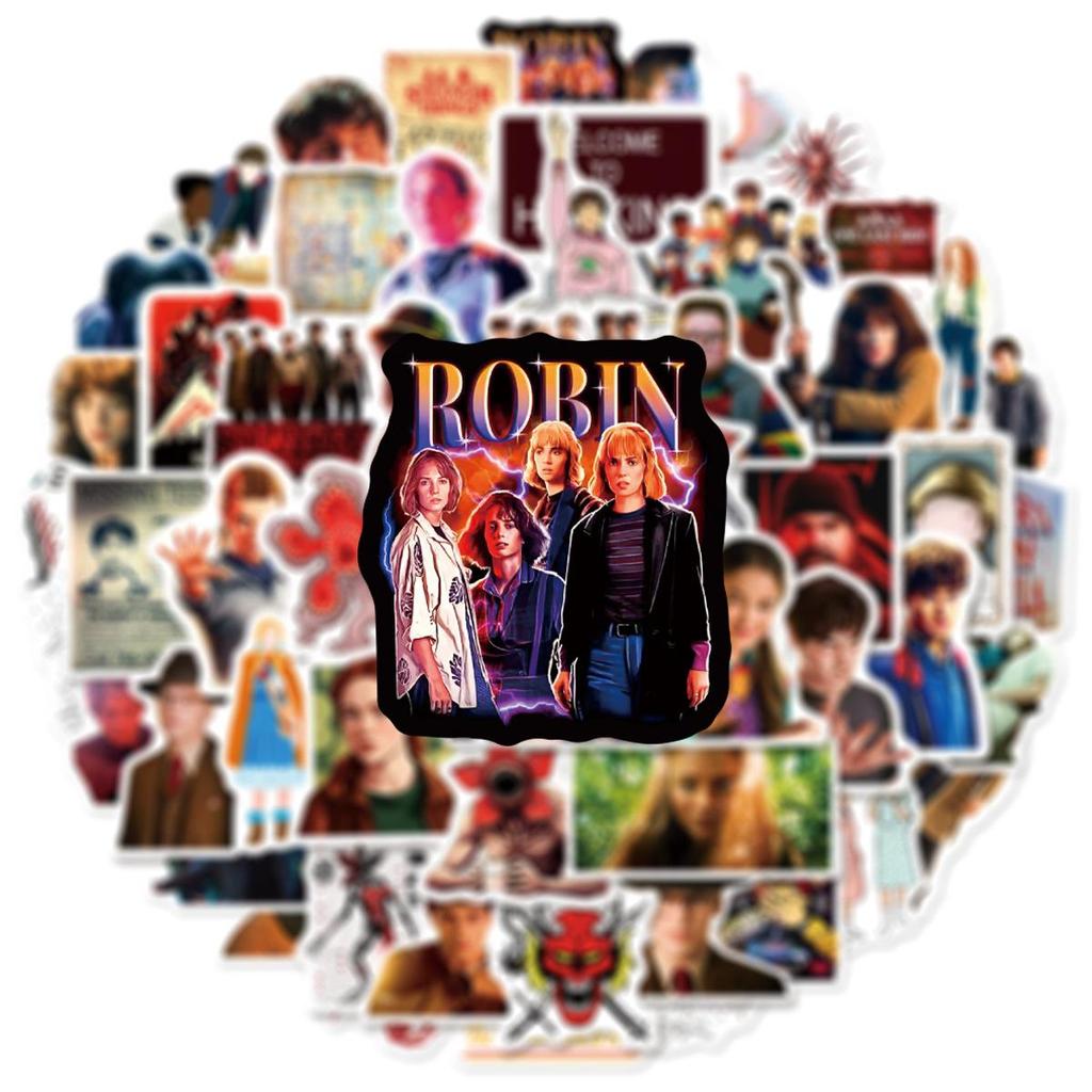 54 Stück Vintage Graffiti Sticker Pack, Wasserdichte Monster TV Serie Aufkleber für Laptop Handyhülle Gepäck, Mystery Cartoon Aufkleber