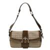Signature Shoulder Bag Canvas Brown Women 1463 Used