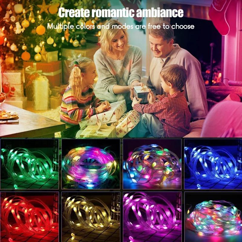 5M/10M/20M USB Christmas Fairy String Lights Bluetooth Remote Control Music Sync Waterproof Indoor Outdoor Garden Bedroom Decorative Lights