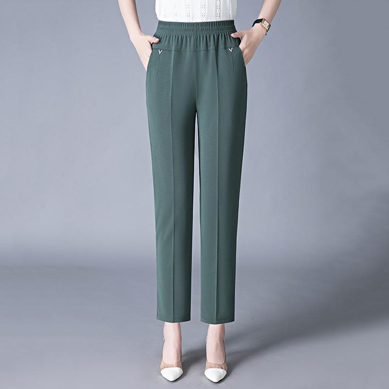High Waist Elastic Summer Capri Pants for Middle-Aged & Elderly Women