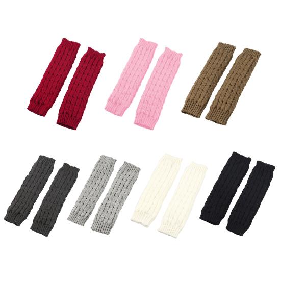 Fleece Lined Leg Warmers Women Knitted Long Boot Socks Winter Solid Color Knee-High Thick Calf Warmers for Daily Wear Skating