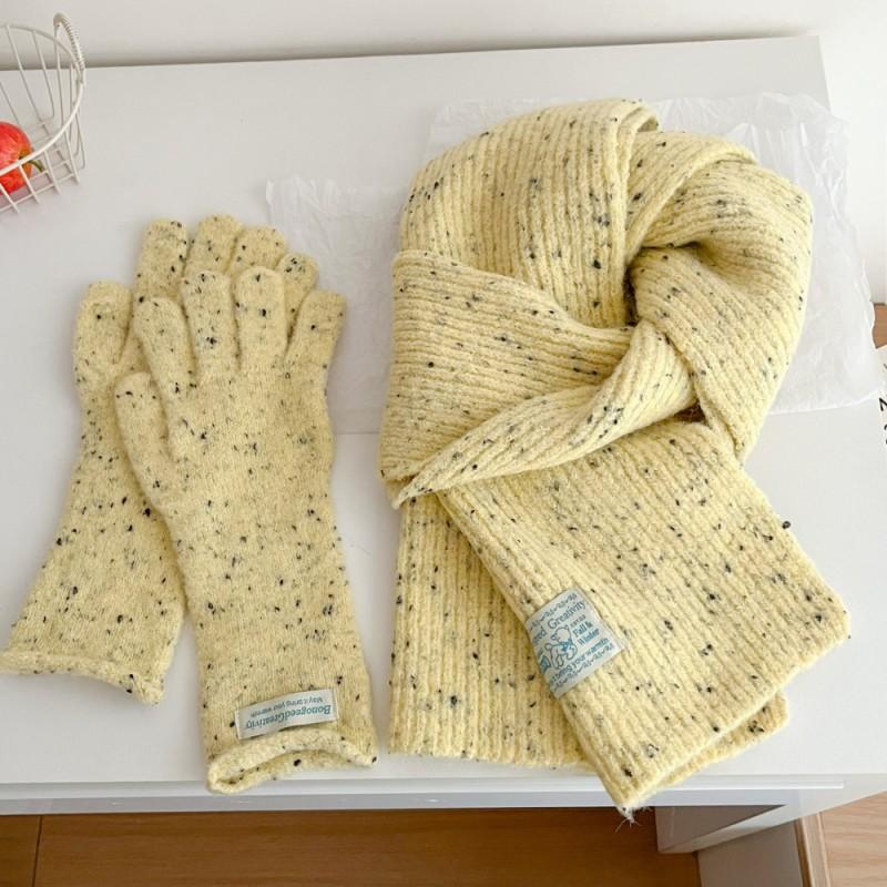 Womens Winter Wool Blend Knitted Beaded Scarf Gloves Set Casual Chic Accessory In Multiple Colors