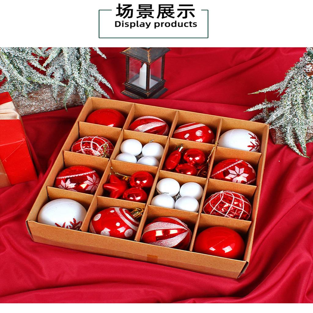 44pcs Christmas Decoration Balls Christmas Tree Hanging Balls Snowflake Balls