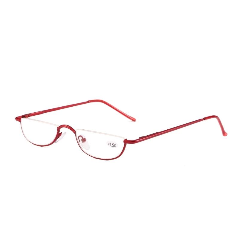 May Flower Cat Eye Reading Glasses Metal Half Frame Presbyopic Glasses Ultra-Light Small Rimless Hyperopia Spectacles Readers +2