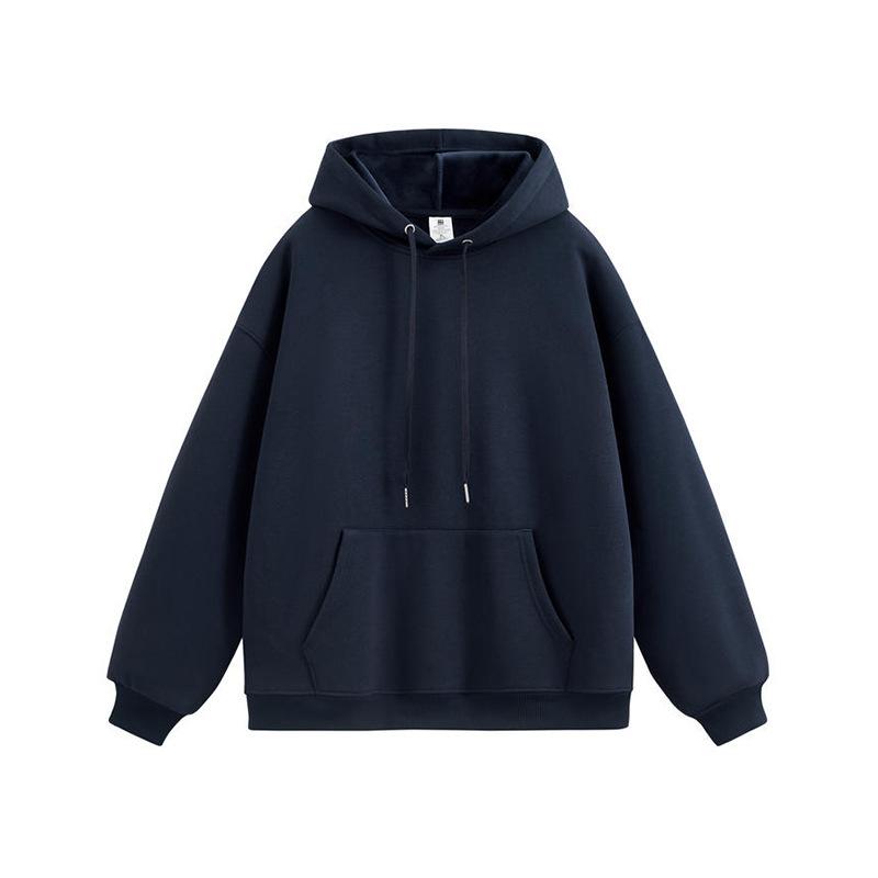 

Fall Winter Fleece-Lined Thickened 450g Sweatshirt Women s Silver Fox Warm Hooded Top Youth Trendy Minimalist Casual Solid Color Fashionable Oversized S