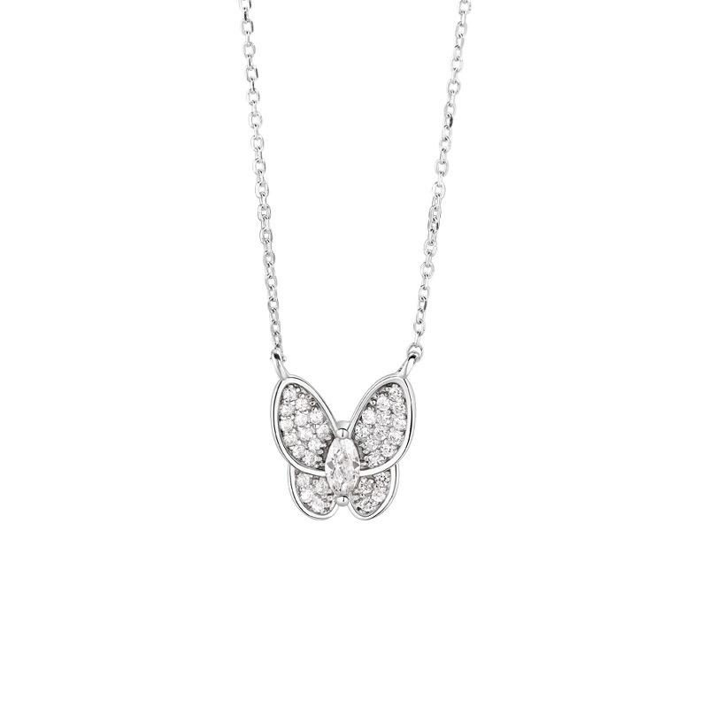 Bow Necklace Super Fairy Girl Wind Diamond Sparkling Sweet Clavicle Chain Summer Versatile Jewelry