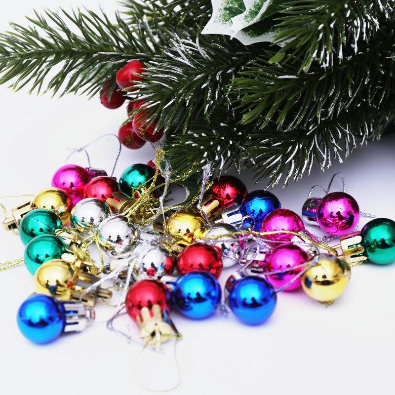 2cm Christmas Tree Ornament Set: 24 Electroplated, Shiny, Colored Hanging Balls