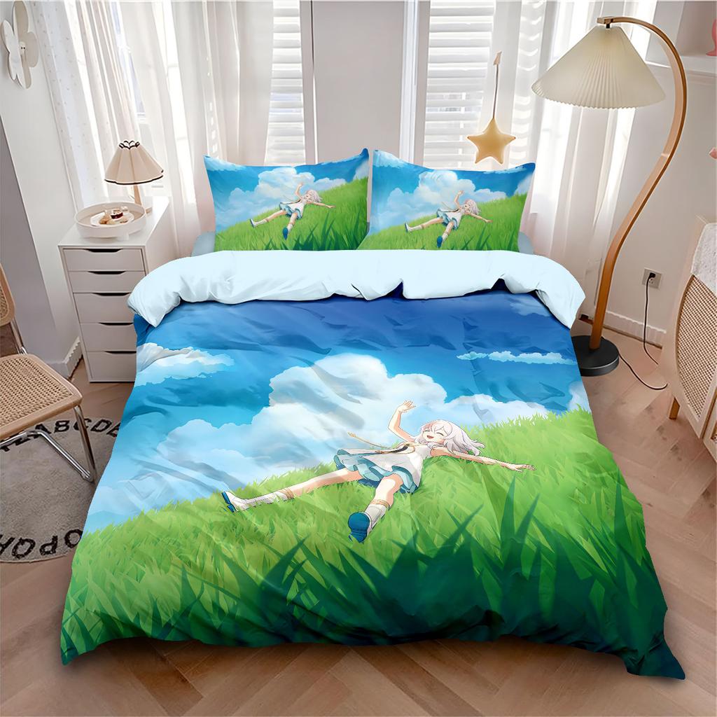 Gamer G-Genshin Impact Bedding Set for Adult Kids,The Sundering Lady Skirk Duvet Cover Set with Pillowcases Children's Gift