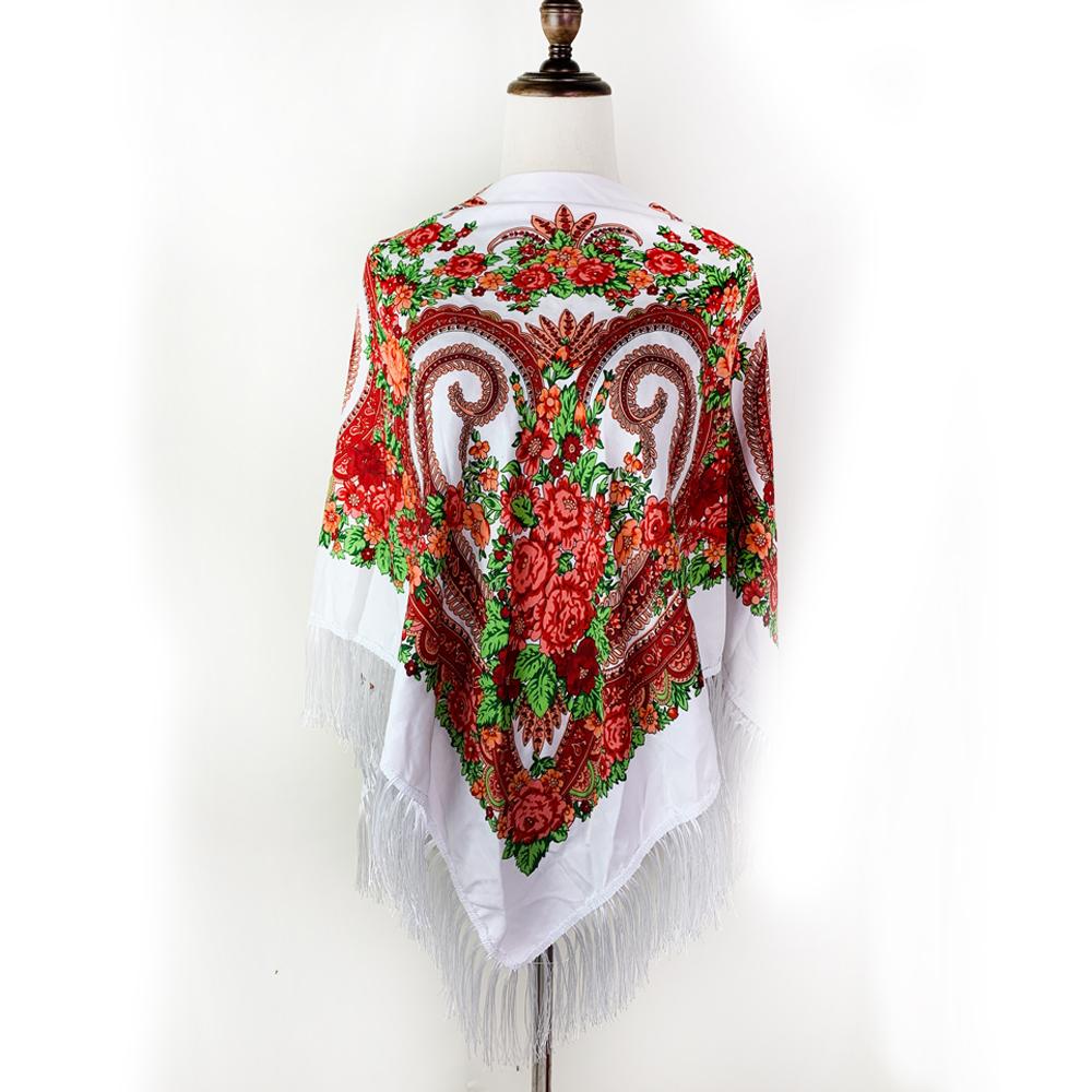 135*135cm Luxury Floral Print Ukrainian Square Scarf