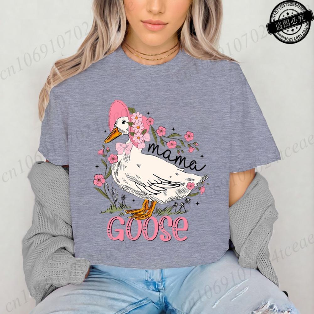 Mama Goose Cute T-Shirts for Women,Grateful for Being Mom Tee Tops,Strong and Bless Mom Women's Shirt Clothes,Gift for Mother