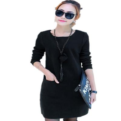 Autumn and Winter Women's Skirts Winter Fake Two Large Size Korean Version Medium and Long Velvet Thickened Sweater Dress