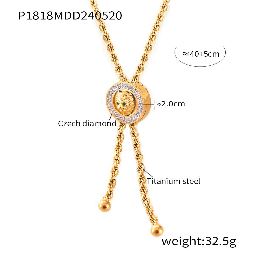 

Хип-хоп стиль кулон в виде головы льва с полной бриллиантовой инкрустацией в позолоченной титановой стали, ювелирный набор