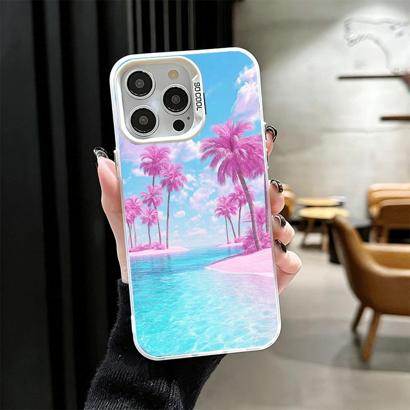

Pink Sunset Beach Dreamy Scenery Soft Phone Case for iPhone 15 16 17 Pro Max 17Air 16E 14 Plus 13 12 Mini Shockproof Cover Back iPhone 12 Pro Max