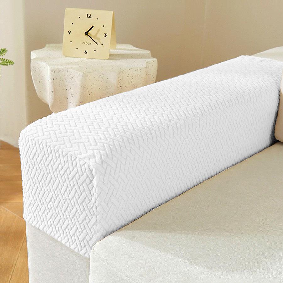 

2pcs Geometric Twill Jacquard Sofa Armrest Cover Simple and Stylish Elastic T-shaped Armrest Protective Cover Fully Wrapped Fabric Side Cover 2PCs білий