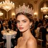 Bling Rhinestone Bridal Wedding Crown Princess Style Tiara Elegant Bridal Headwear for Prom Pageant Wedding