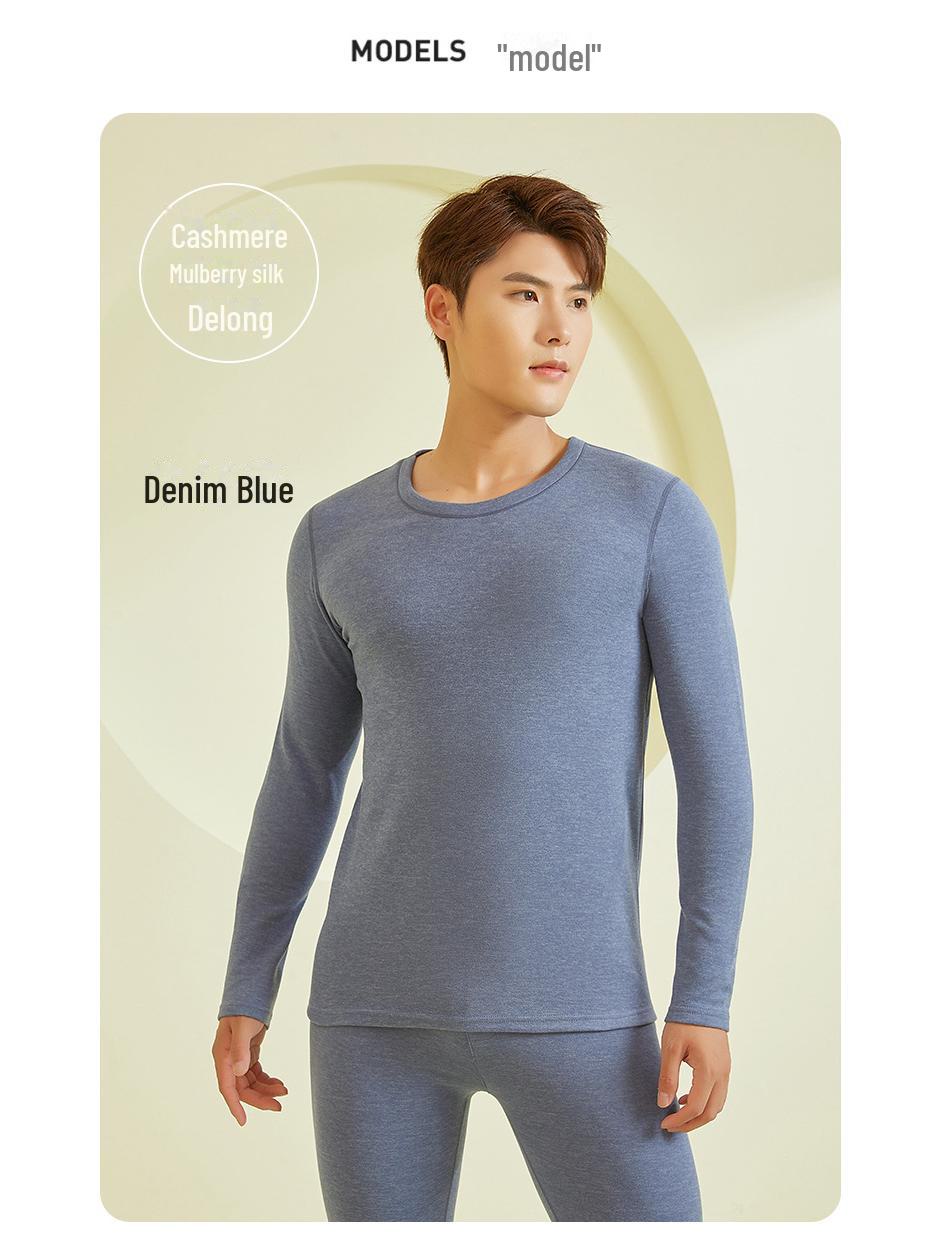 

Чоловічий термокомплект з вовни та шовку - Осінньо-зимові речі для тепла XXXL джинсовий синього кольору