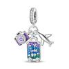 Copper Metal Blue series moon Plane Space series Glass Bead Components Clip Charm Bead Component Compatible With 4MM hole diamete Bracelet High