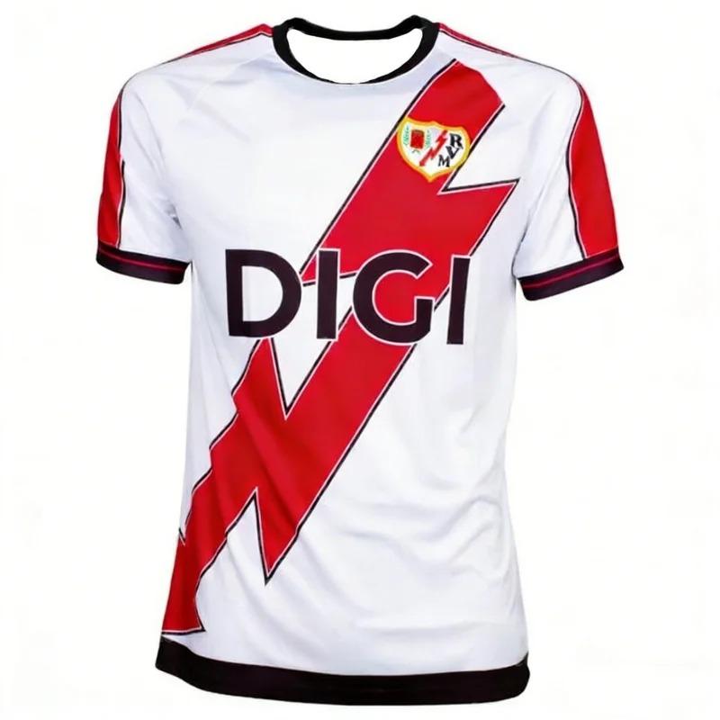 

New Rayo Vallecano Home Shirt Adults T-Shirt Y2K Street Style Quick Dry Training Fitness Top Casual Sportswear Family Kids Tees 6XL