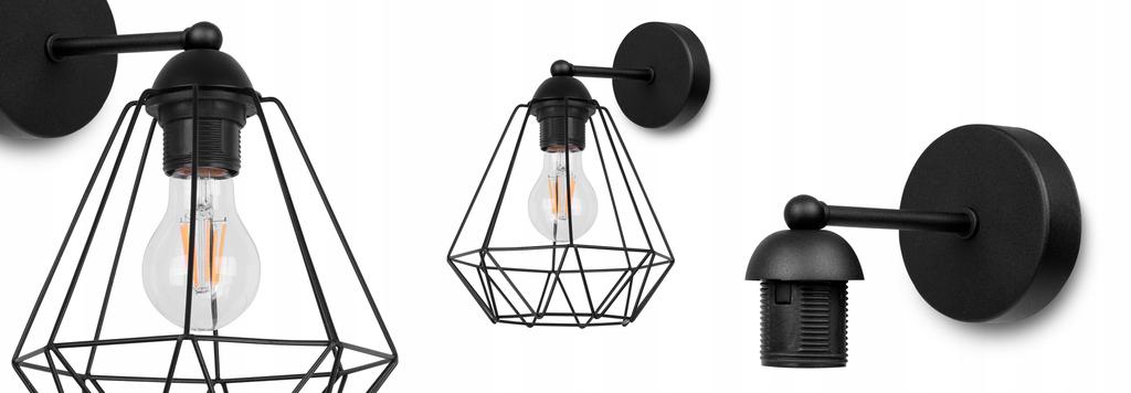 ELEGANT RETRO WALL LAMP WIRE BLACK LOFT